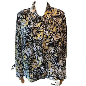 NWOT Saint Tropez West Linen Floral Jacket Long Sleeves Ladies Plus 2X Button